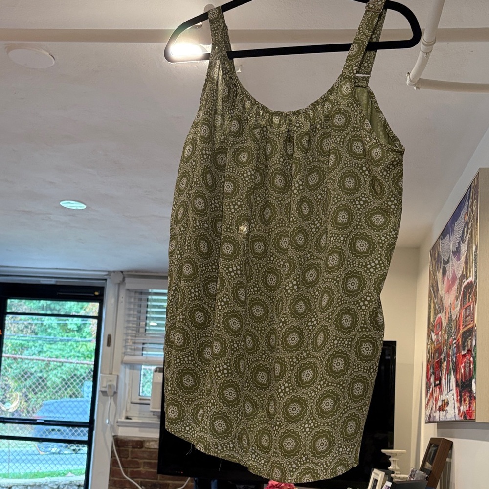 Green Patterned Sleeveless Top